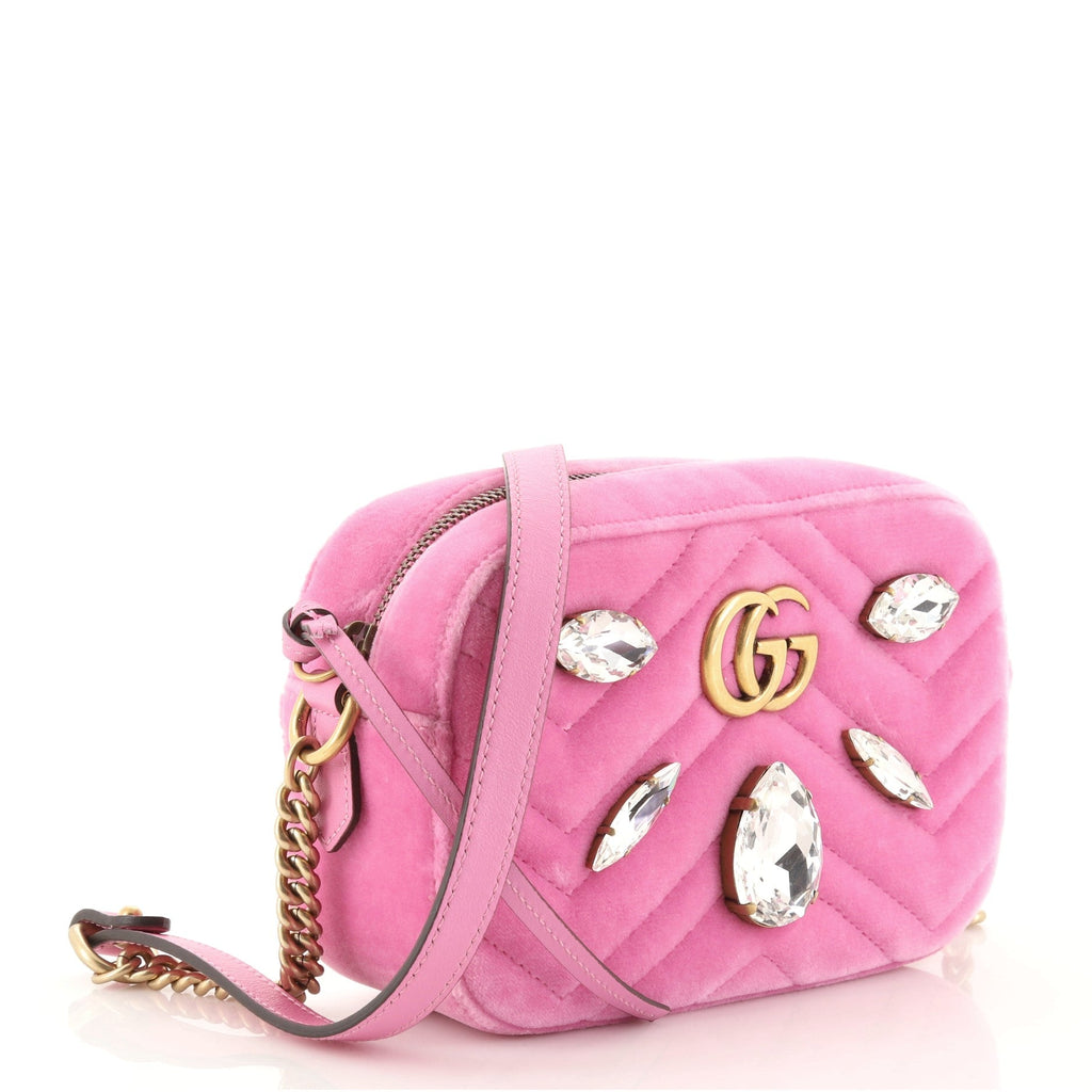 GG Marmont Shoulder Bag Crystal Embellished Matelasse Velvet Mini