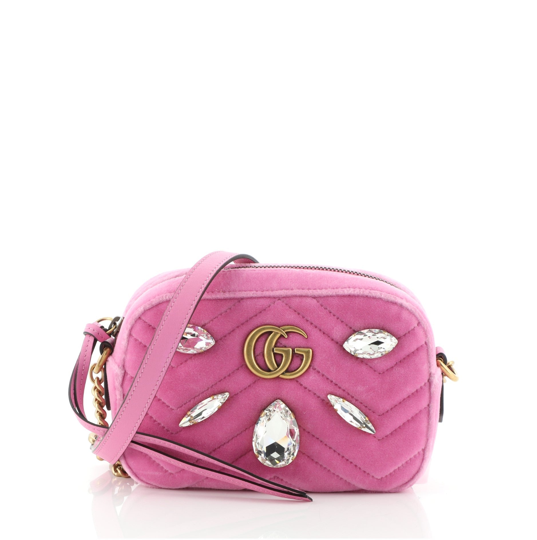 GG Marmont Shoulder Bag Crystal Embellished Matelasse Velvet Mini