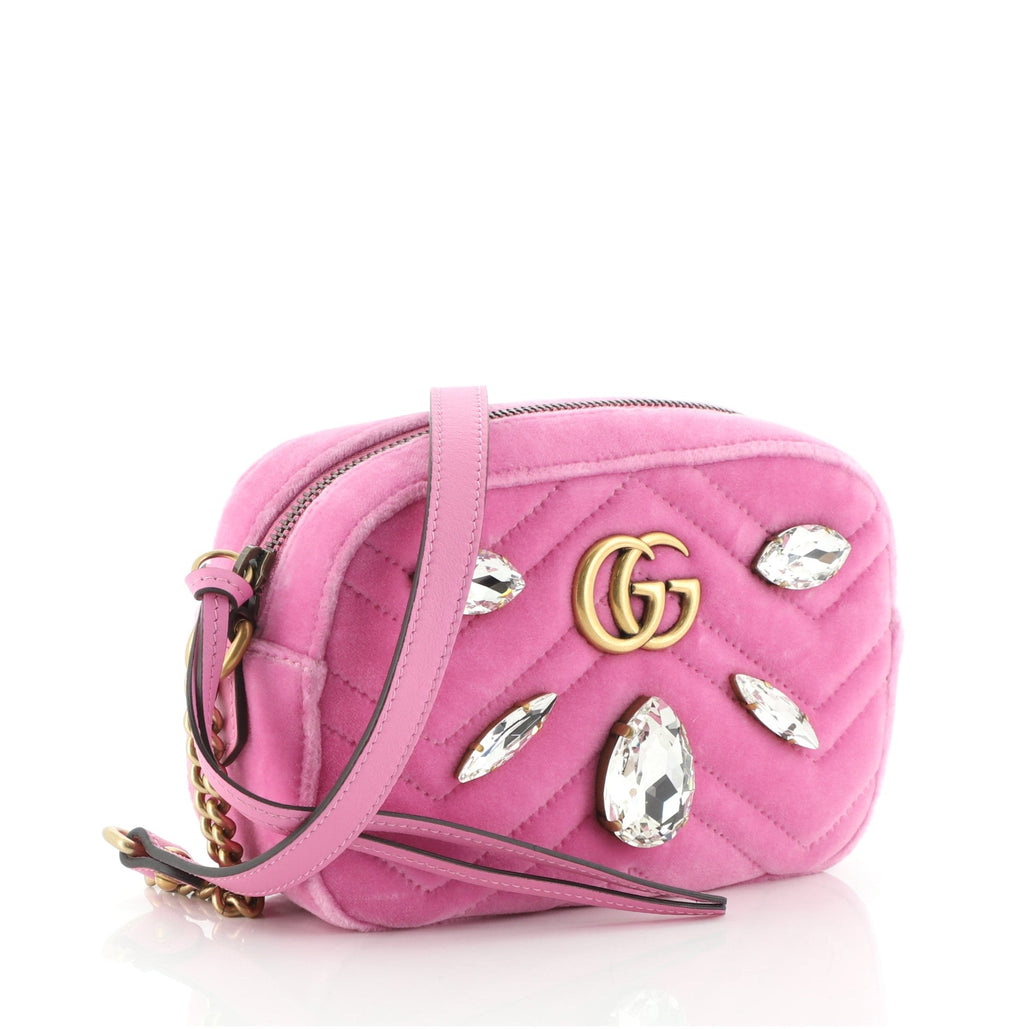 GG Marmont Shoulder Bag Crystal Embellished Matelasse Velvet Mini