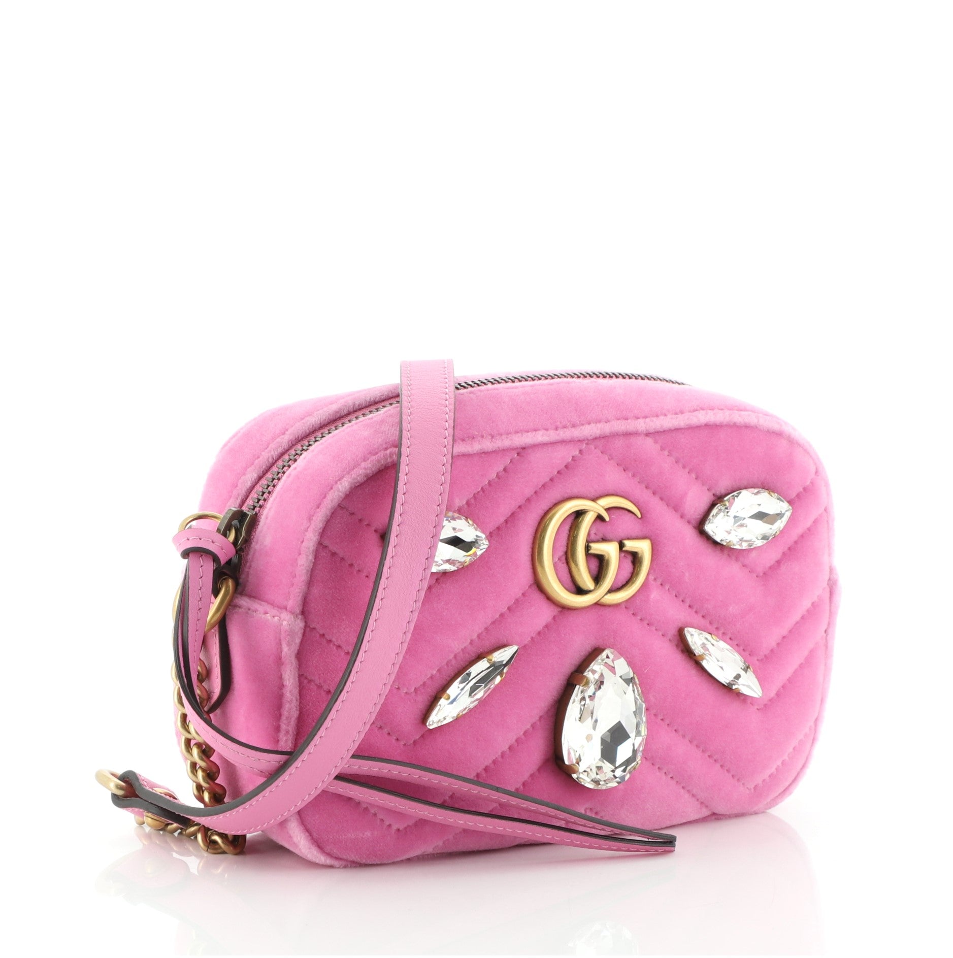 GG Marmont Shoulder Bag Crystal Embellished Matelasse Velvet Mini