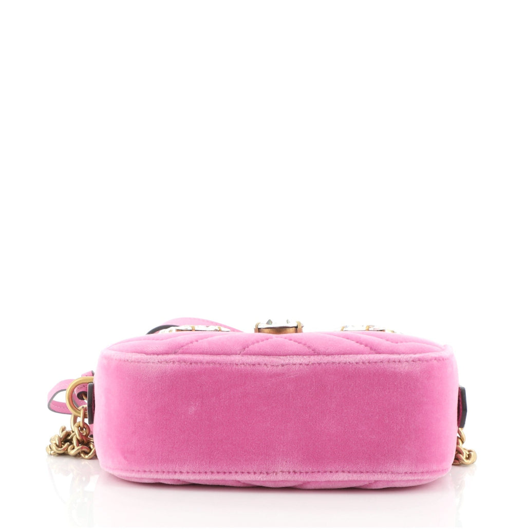 GG Marmont Shoulder Bag Crystal Embellished Matelasse Velvet Mini