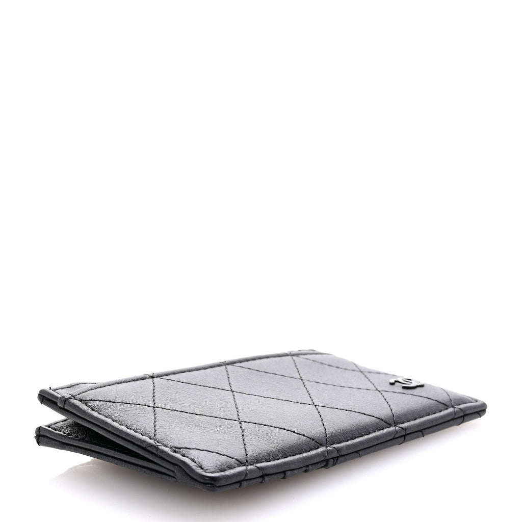 Calfskin Quilted Zip  Holder So Black