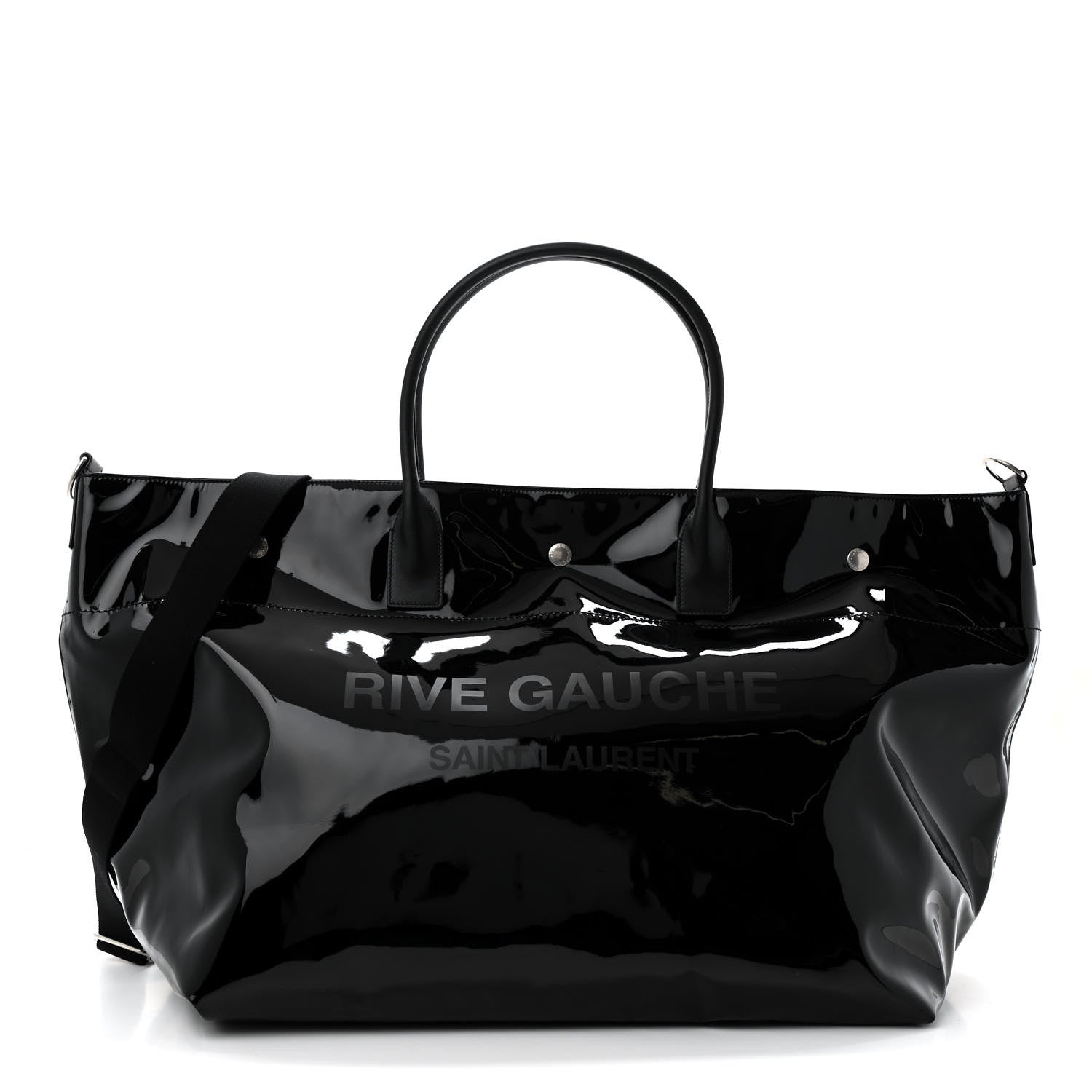 Patent Calfskin Rive Gauche Maxi Tote Black
