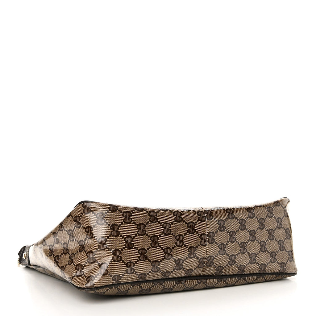 Crystal Monogram Medium Abbey Pocket Hobo Tote Dark Brown