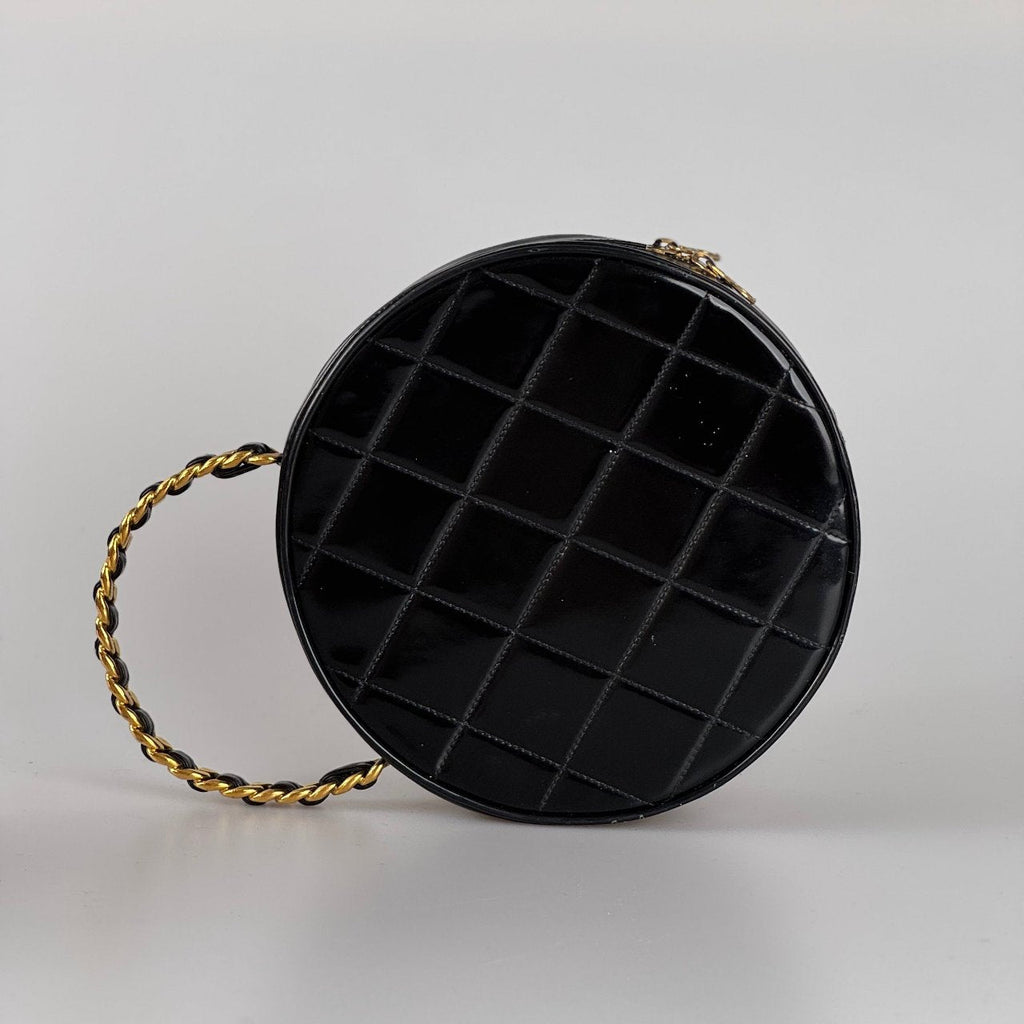 Chanel 1995 Black Round Vanity Case