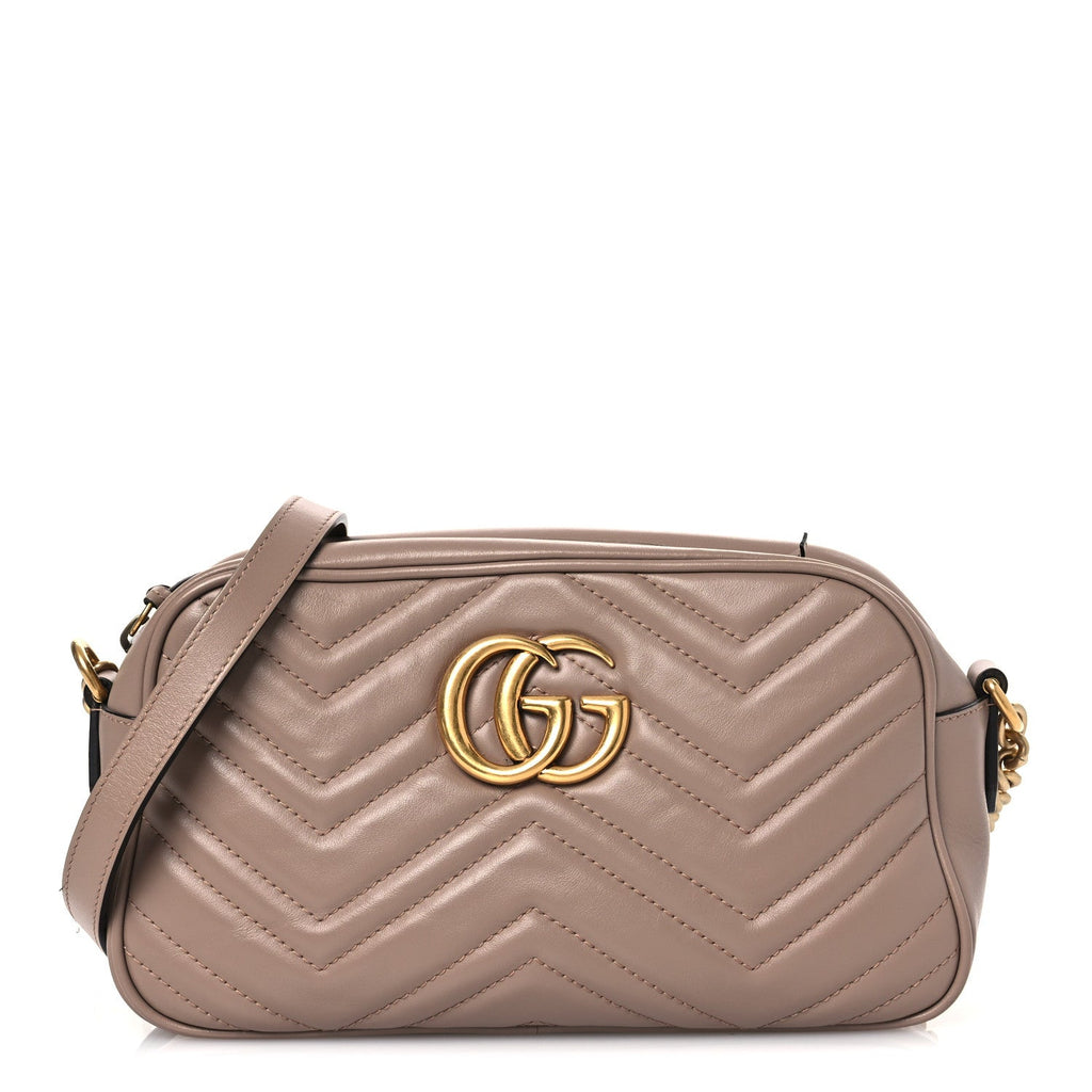 Calfskin Matelasse Small GG Marmont Chain Shoulder Bag Porcelain Rose