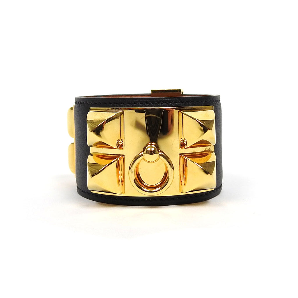 Hermes Collier de Chien Cuff Bracelet in Black