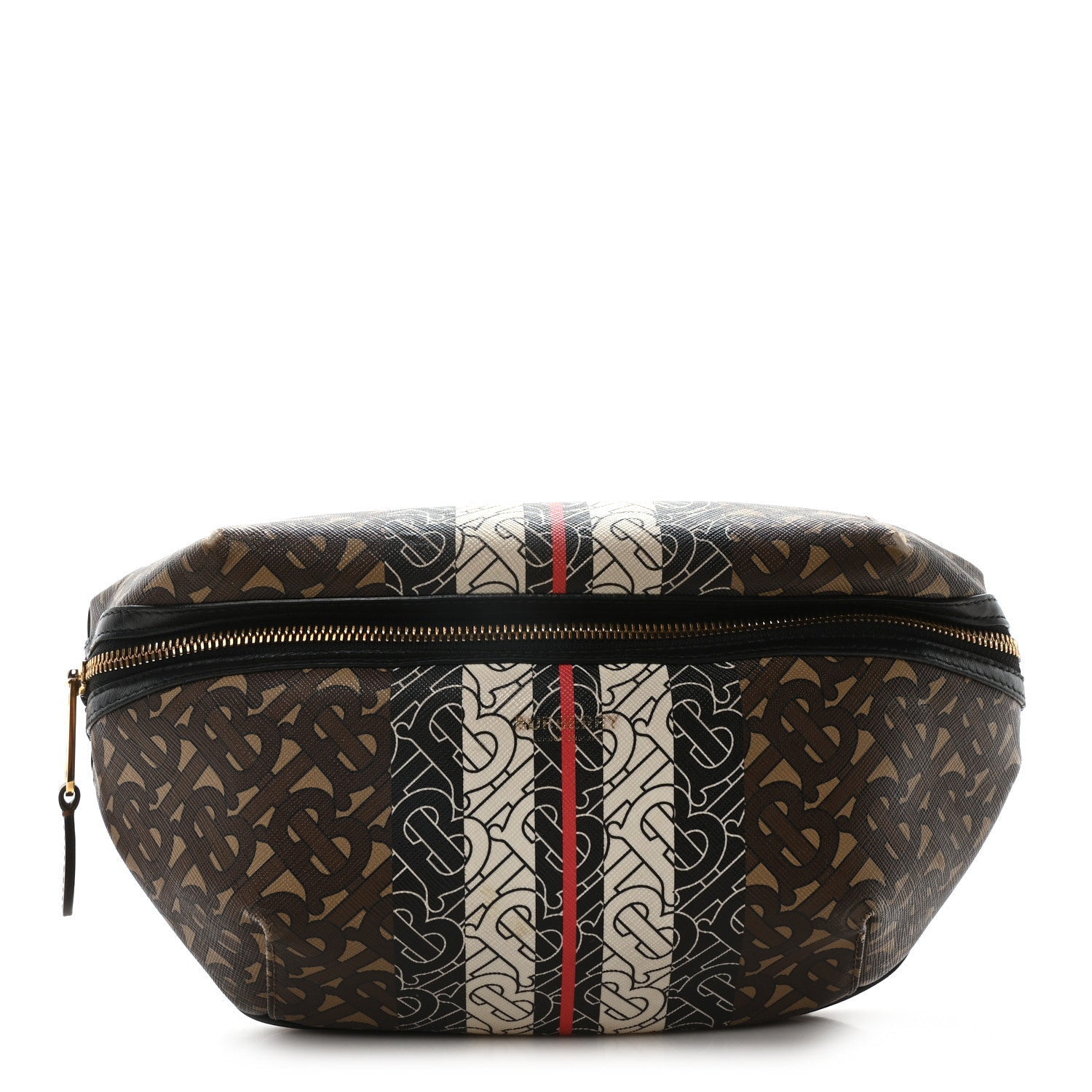 E-Canvas Monogram Stripe Medium Sonny Bum Bag Bridle Brown