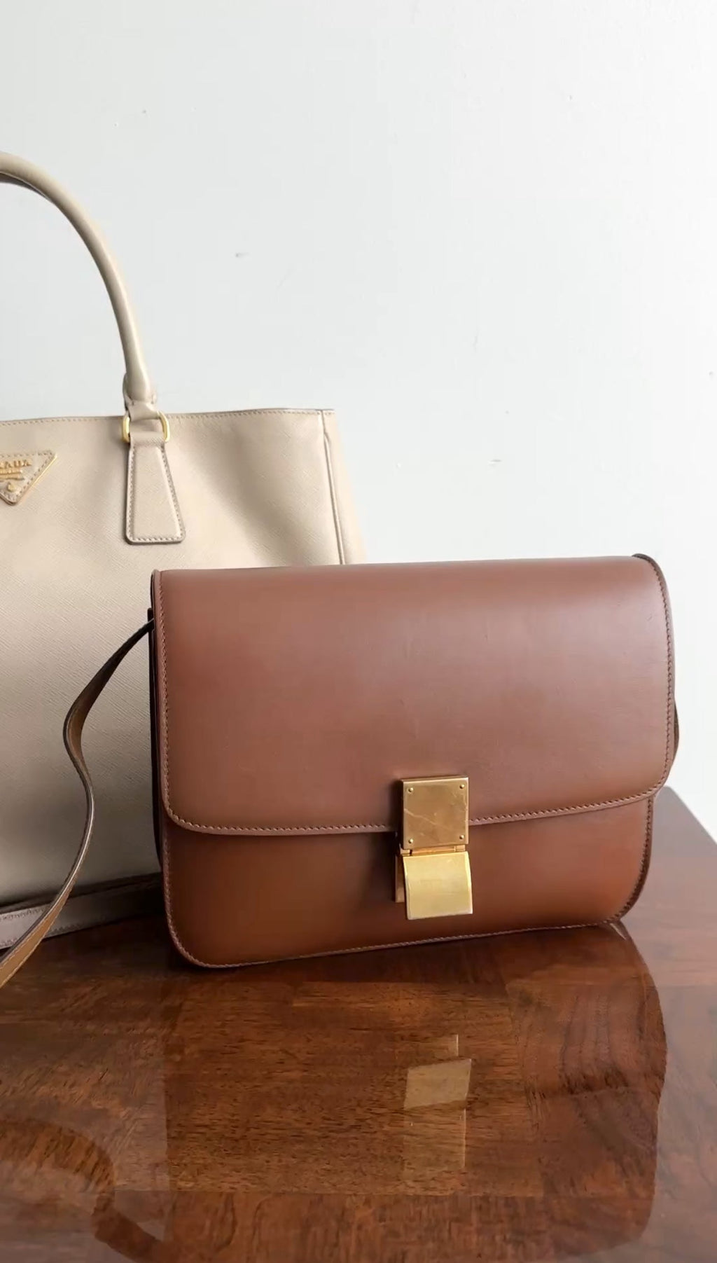 Celine Brown Leather Medium Box Bag