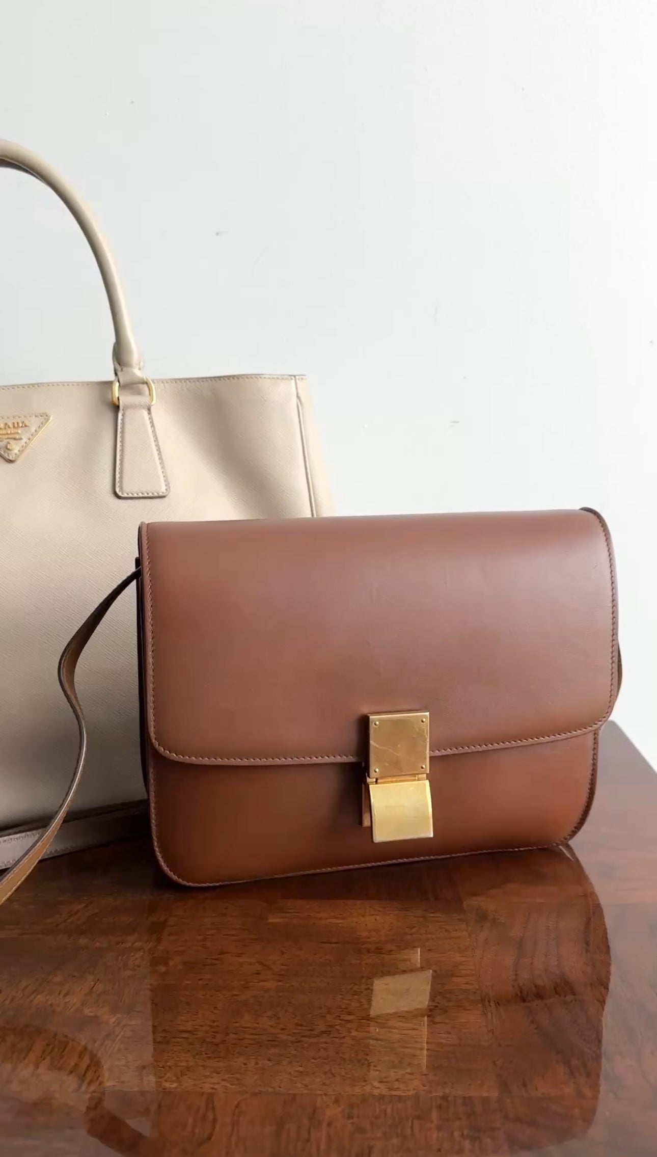 Celine Brown Leather Medium Box Bag