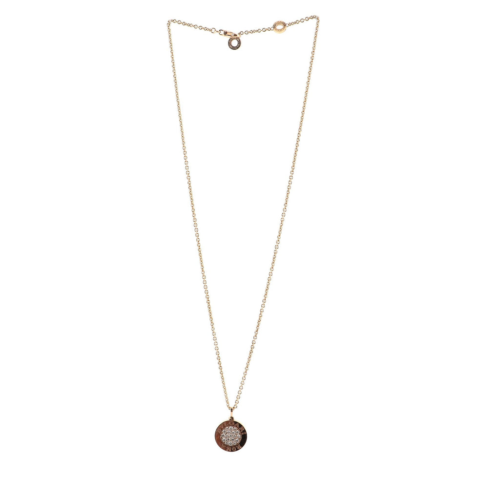 Bvlgari Roma Pendant Necklace 18K Rose Gold with Diamonds and Onyx