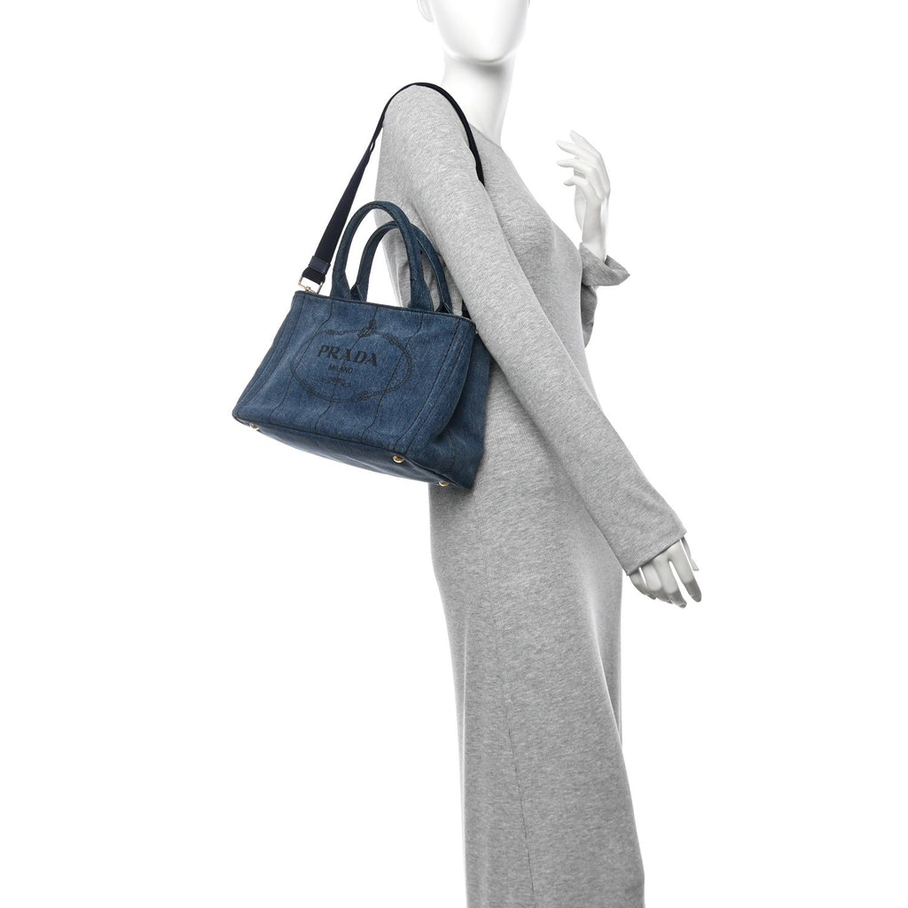 Denim Small Logo Tote Bleu