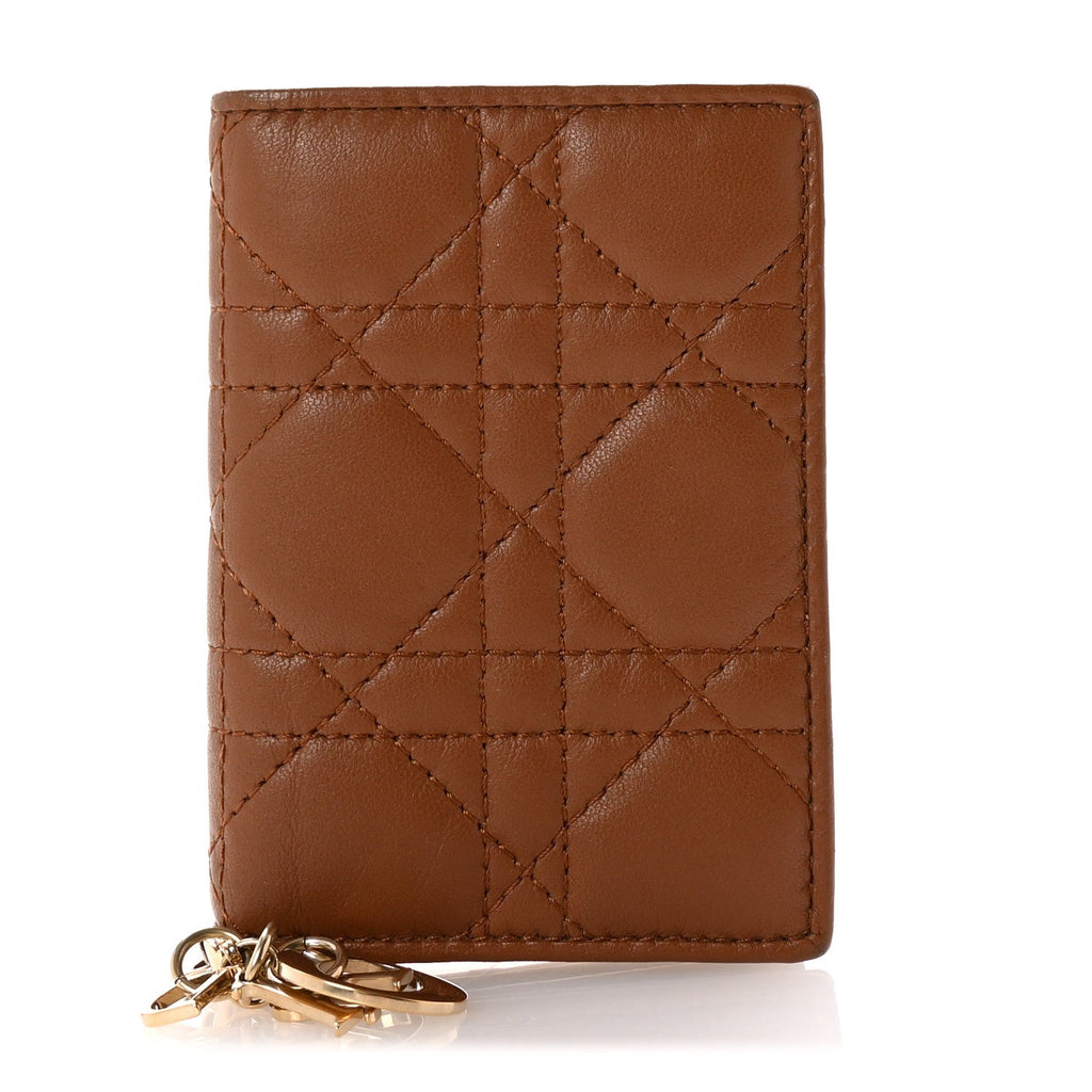 Lambskin Cannage Lady Dior Bloom  Holder Brown