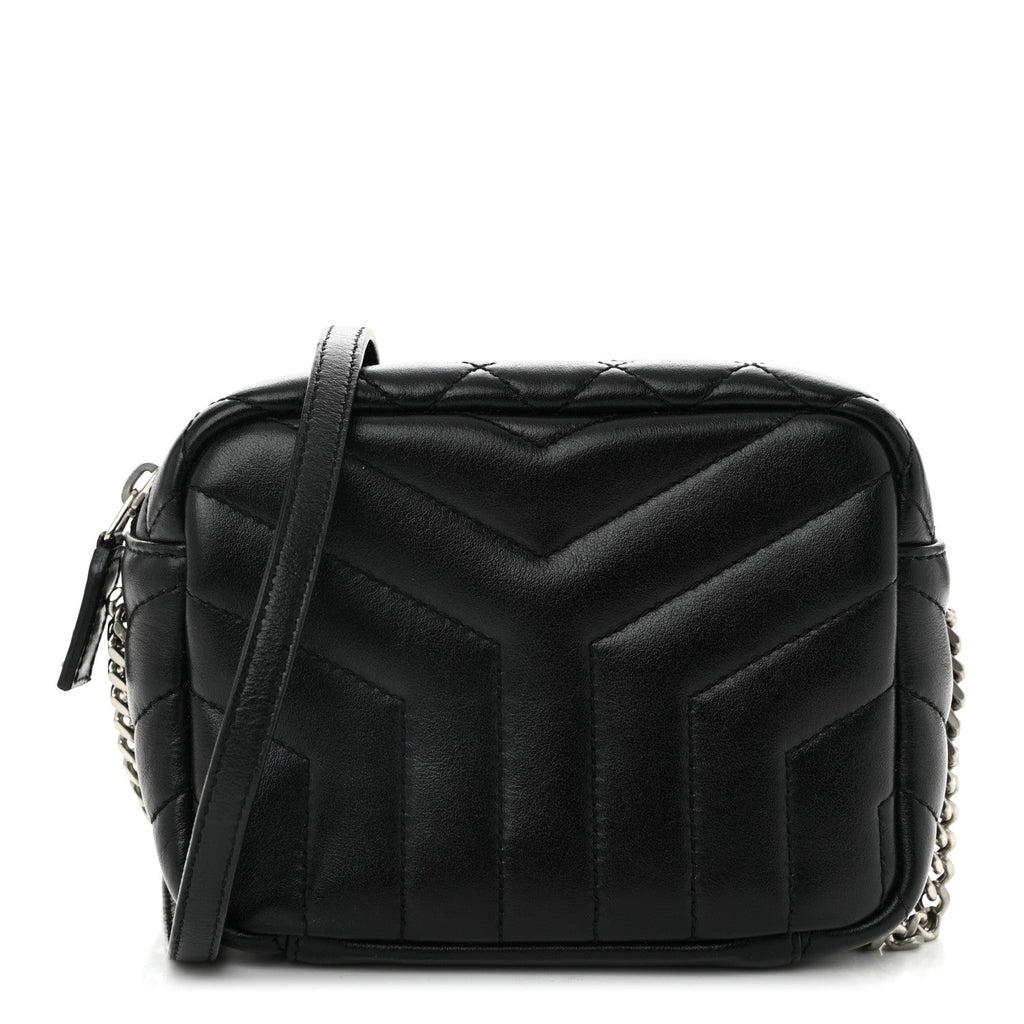 Calfskin Y Quilted Monogram Mini Loulou Bowling Bag Black