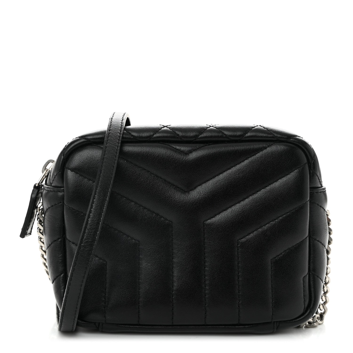 Calfskin Y Quilted Monogram Mini Loulou Bowling Bag Black