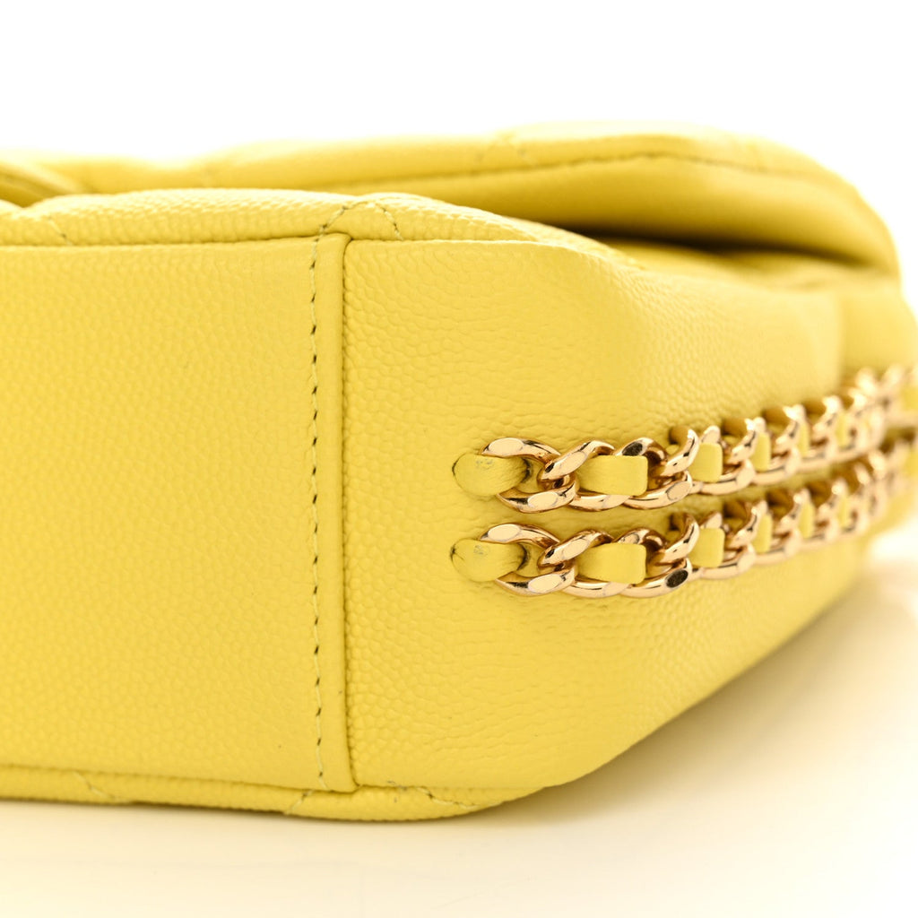 Caviar Quilted Mini CC You Flap Yellow