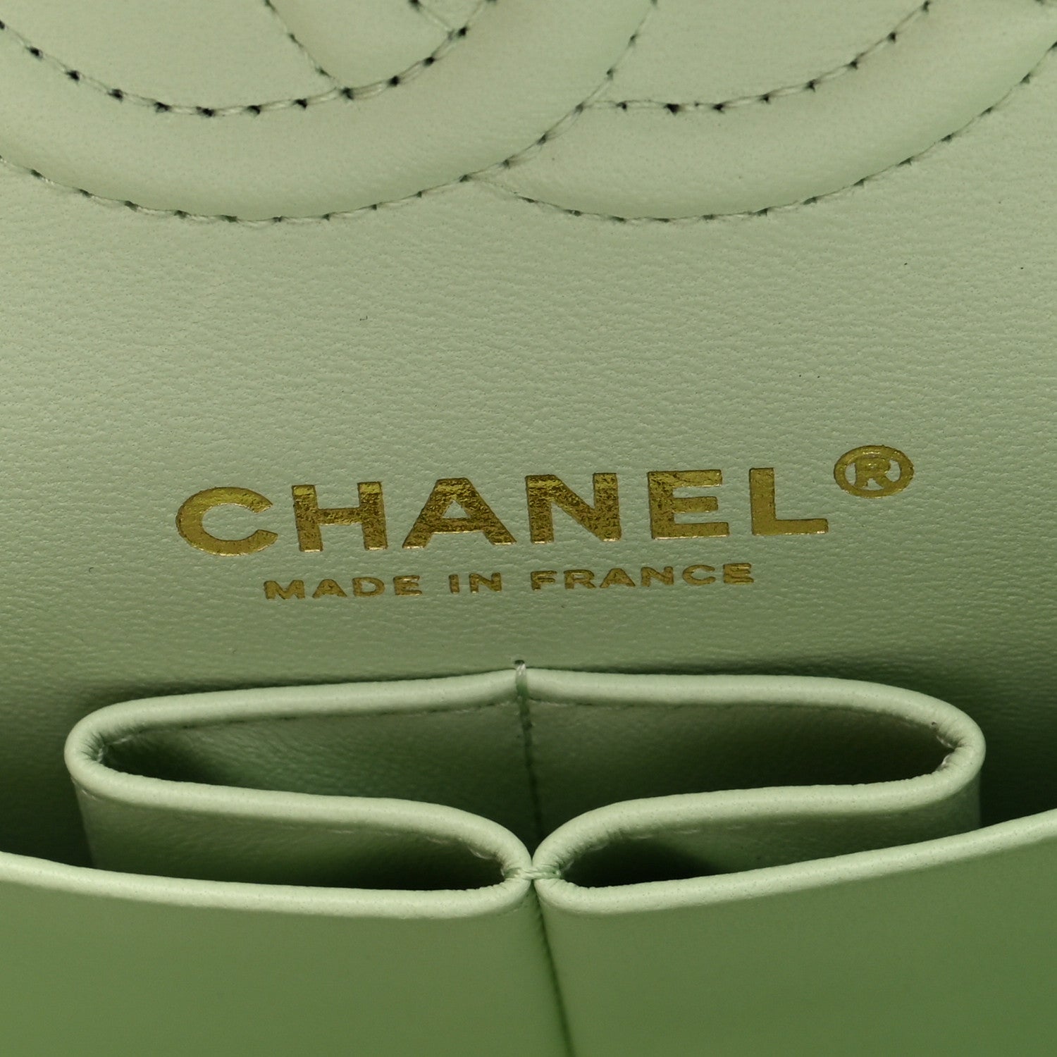 Caviar Quilted Small Double Flap Light Green