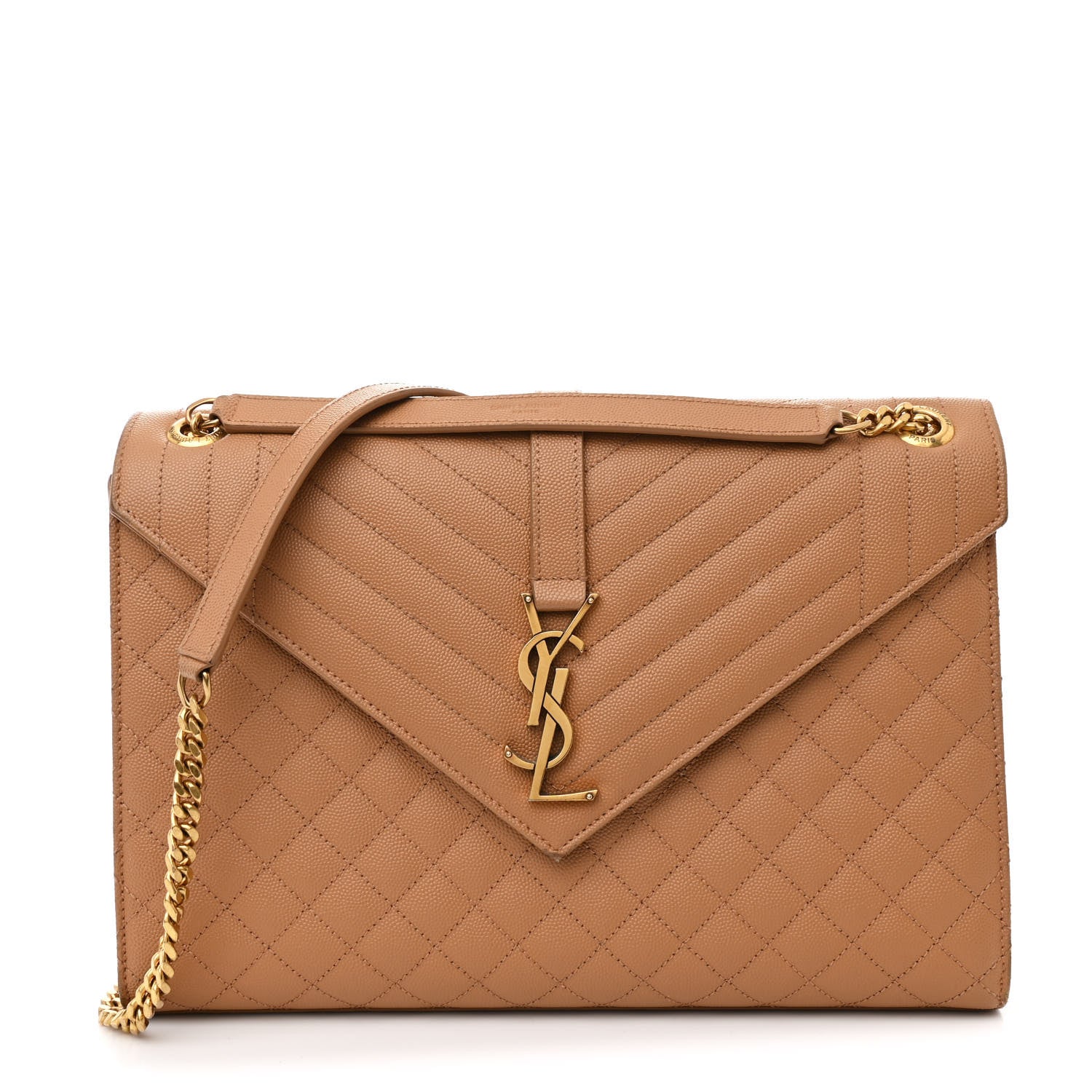 Grain De Poudre Textured Mixed Matelasse Triquilt Large Monogram Satchel Dune