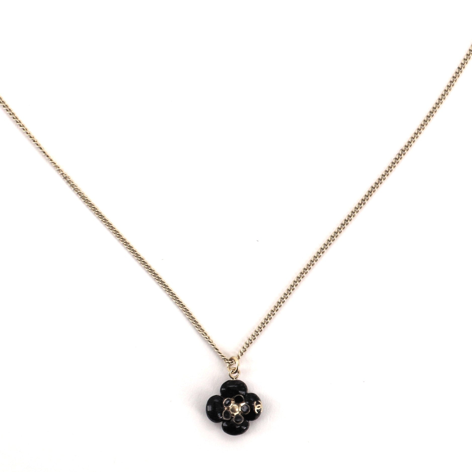 Camellia Pendant Necklace Metal with Enamel