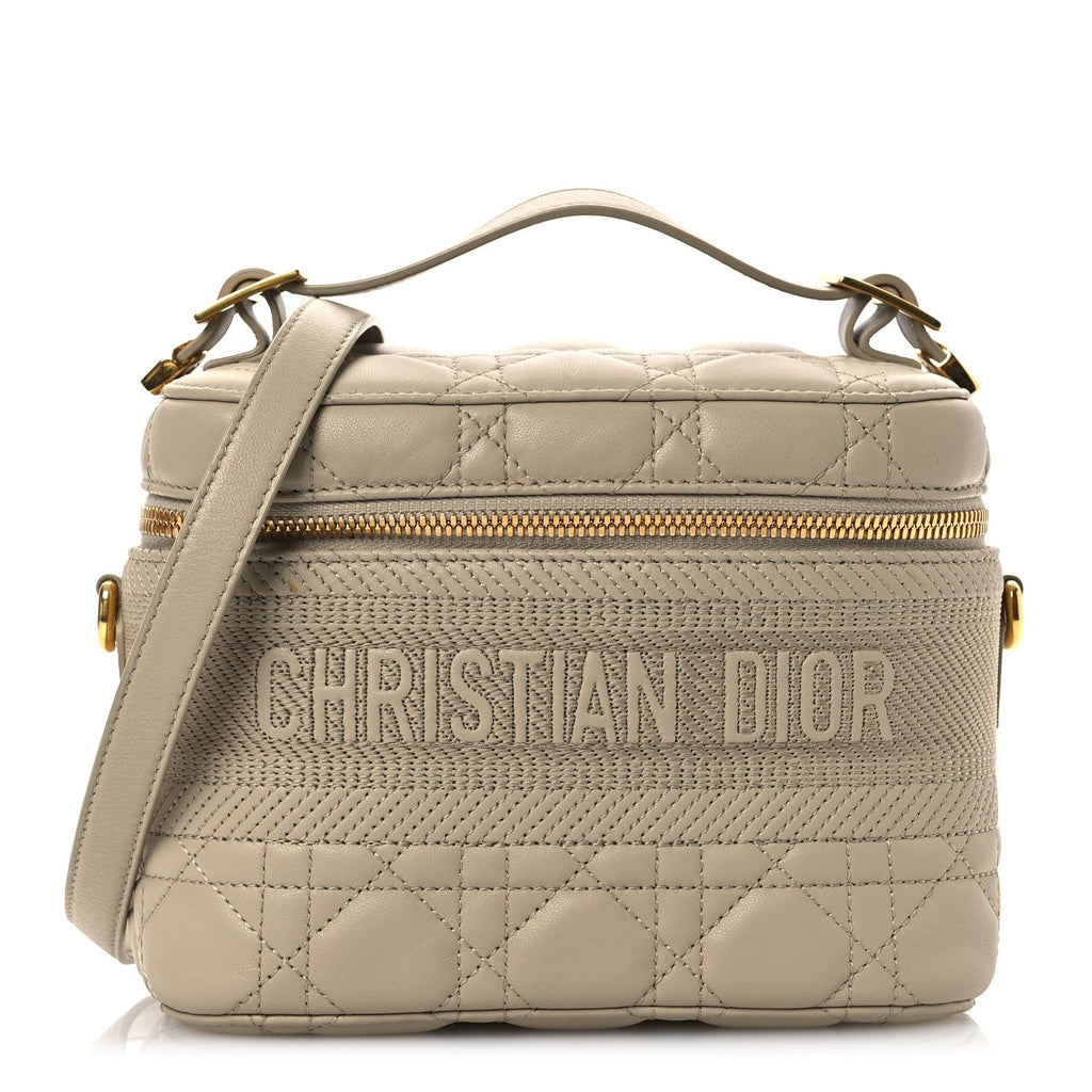 Lambskin Cannage Small Diortravel Vanity Case Light Beige