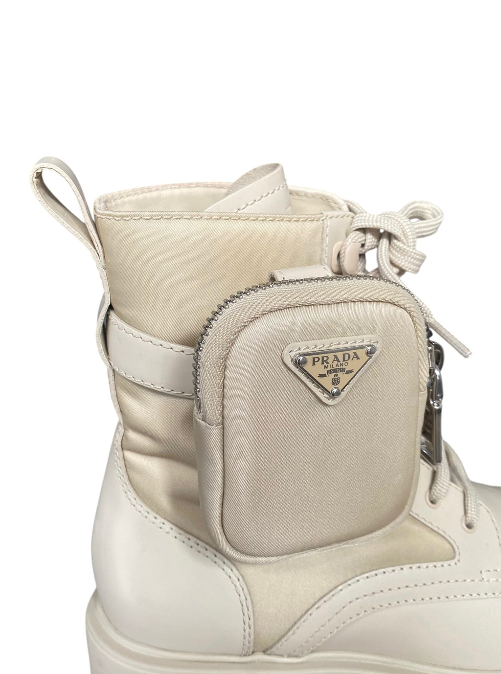 Prada Beige Monolith Re-Nylon Ankle Boots - 37
