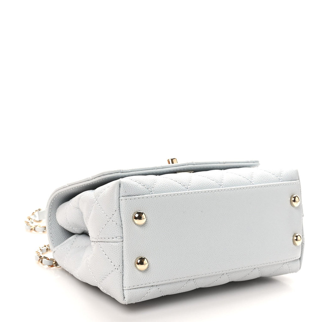 Caviar Quilted Extra Mini Coco Handle Flap Light Blue
