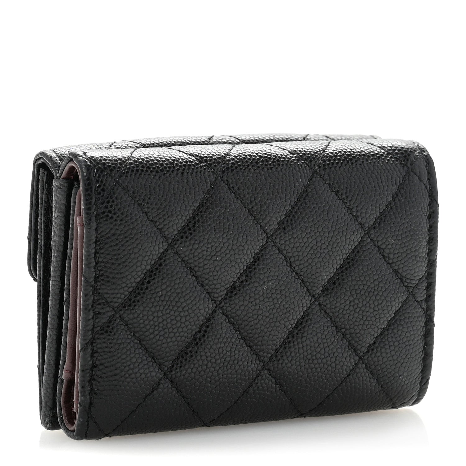 Caviar Quilted Double Flap Wallet Black
