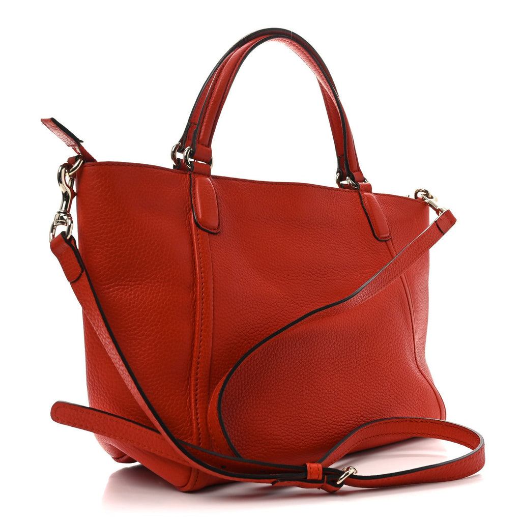 Pebbled Calfskin Small Soho Top Handle Bag Sun Orange