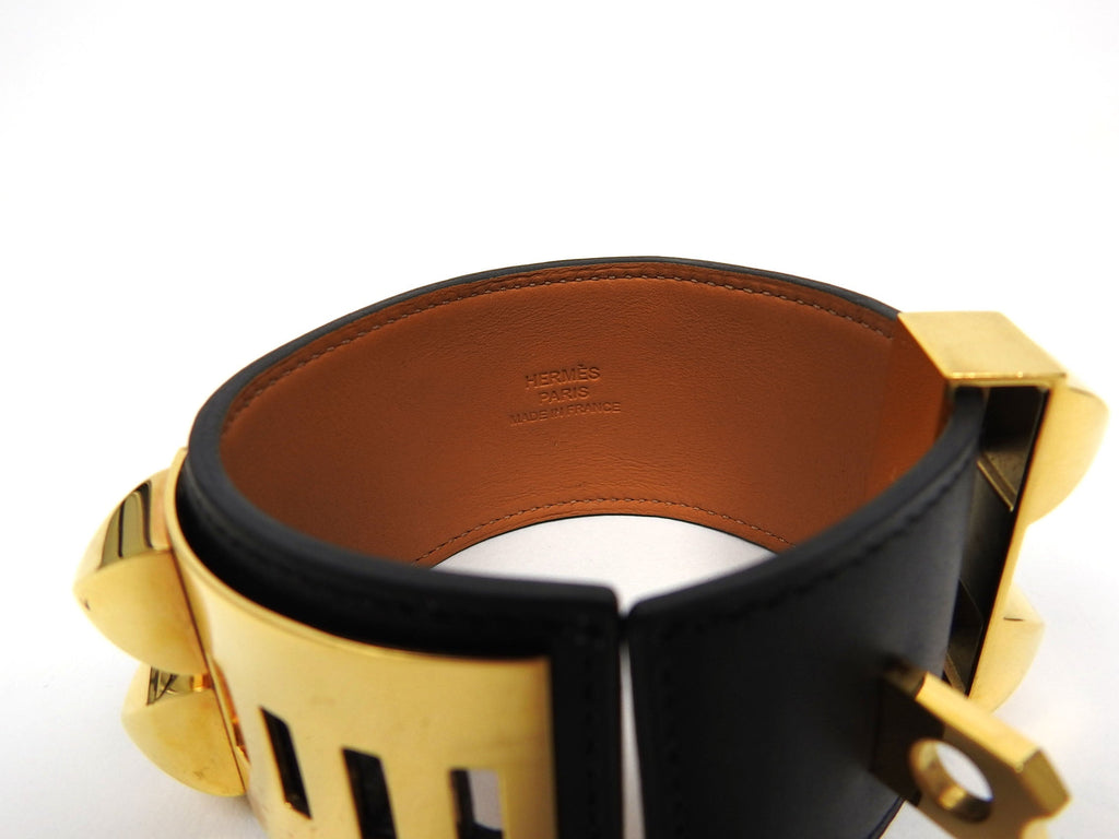 Hermes Collier de Chien Cuff Bracelet in Black