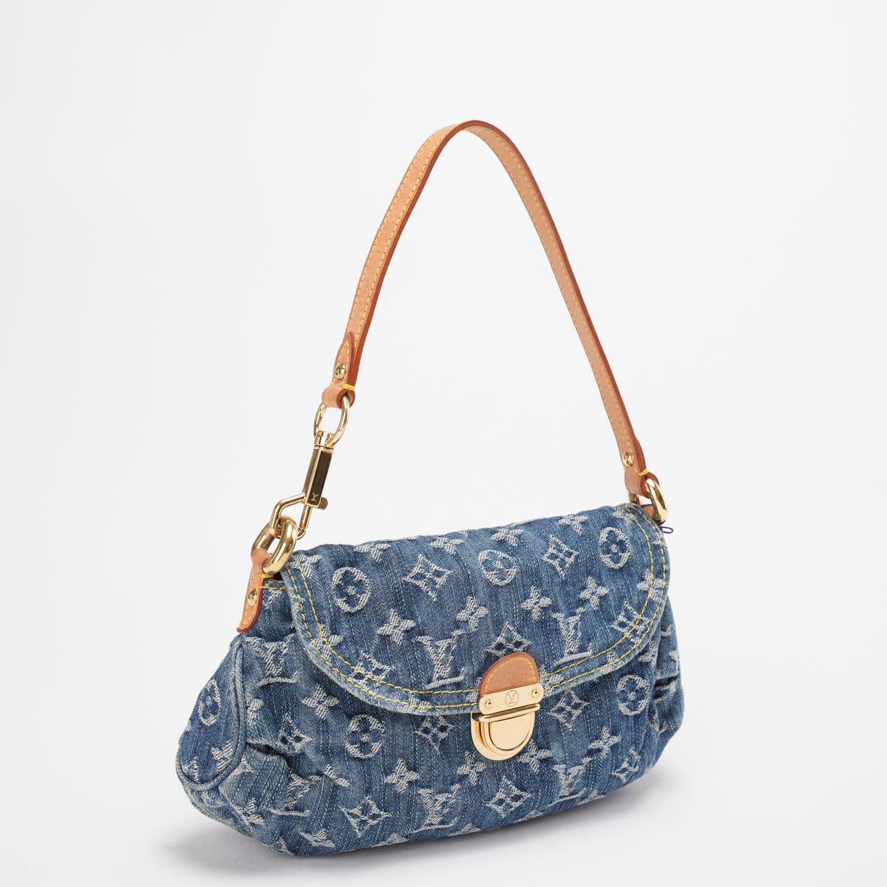 Louis Vuitton Pleaty Vintage Monogram Mini Denim Handbag