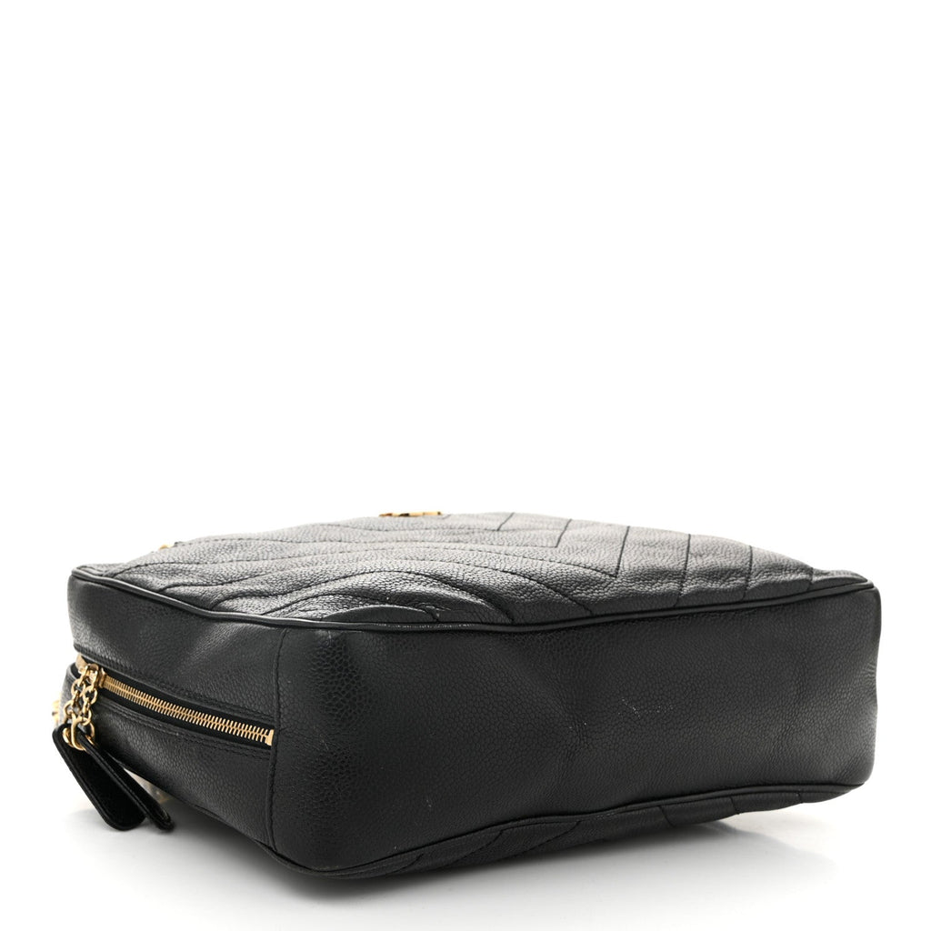 Caviar Chevron Quilted Camera Case Black