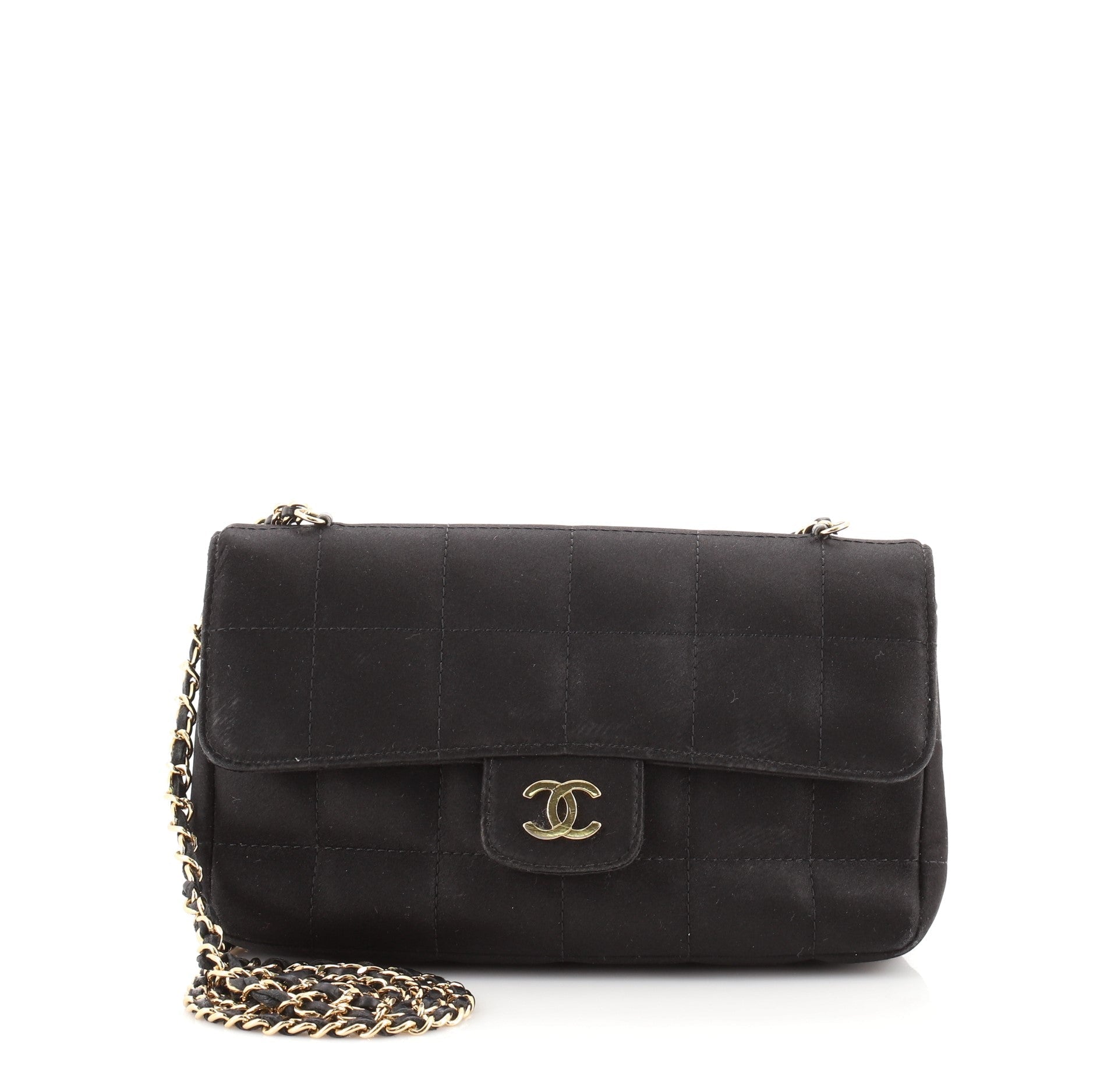 Chocolate Bar Flap Bag Quilted Satin Mini