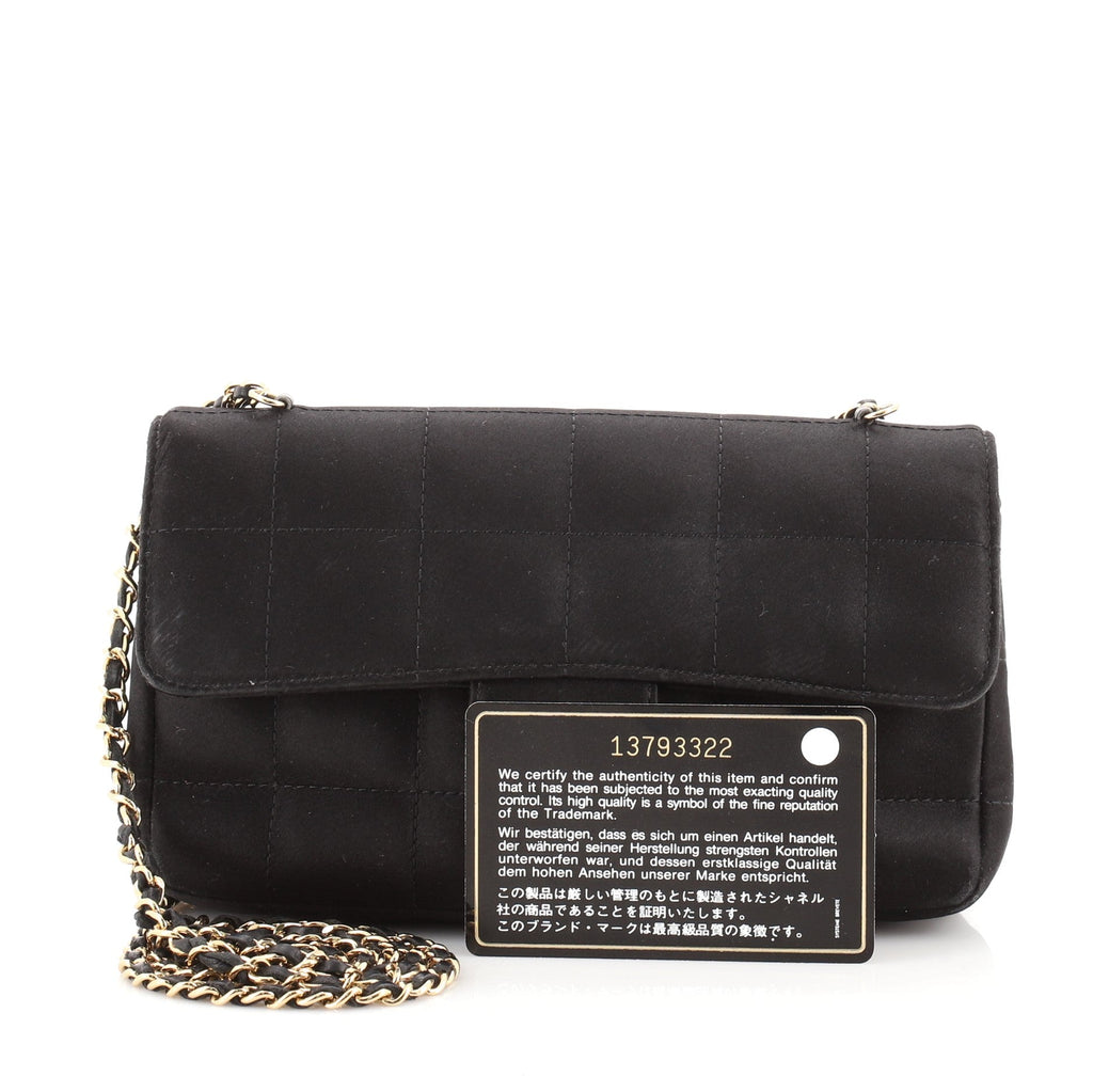 Chocolate Bar Flap Bag Quilted Satin Mini