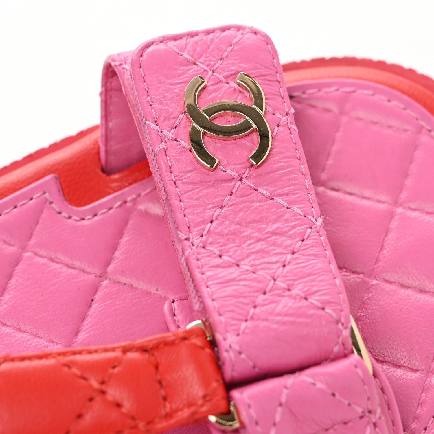 Lambskin Logo Platform Sandals 38 Red Purple Orange