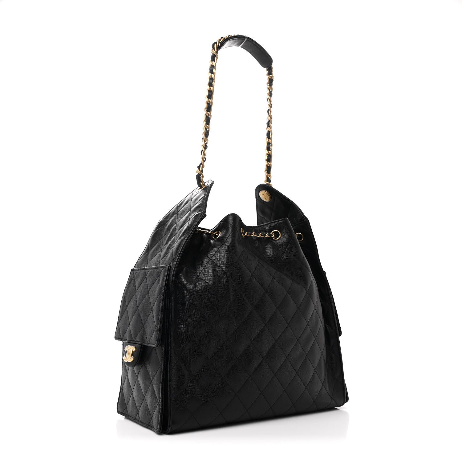 Caviar Quilted Medium Chanel 25 Handbag Black