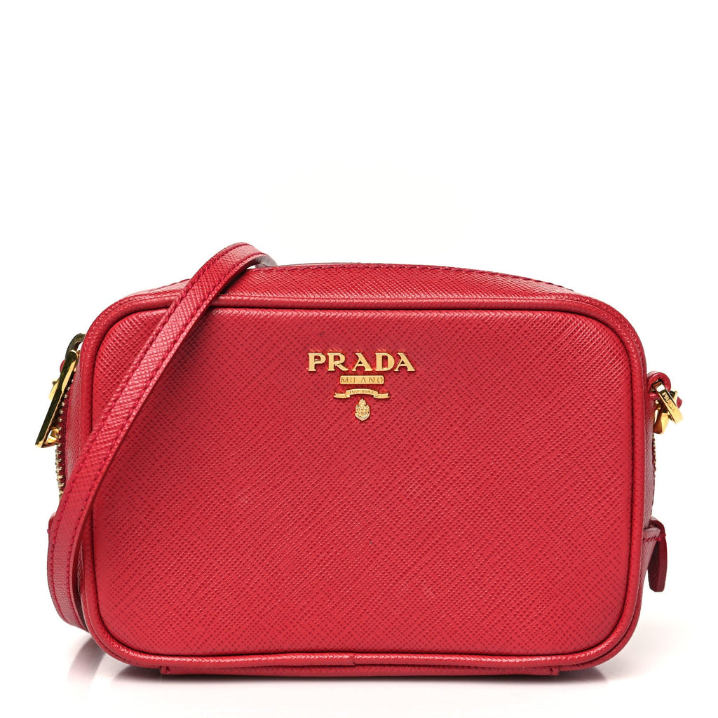 Saffiano Mini Camera Crossbody Bag Fuoco