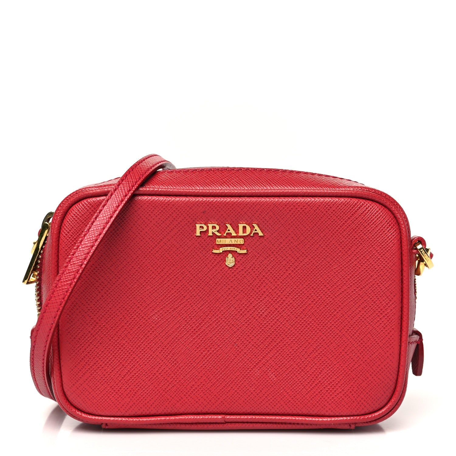 Saffiano Mini Camera Crossbody Bag Fuoco