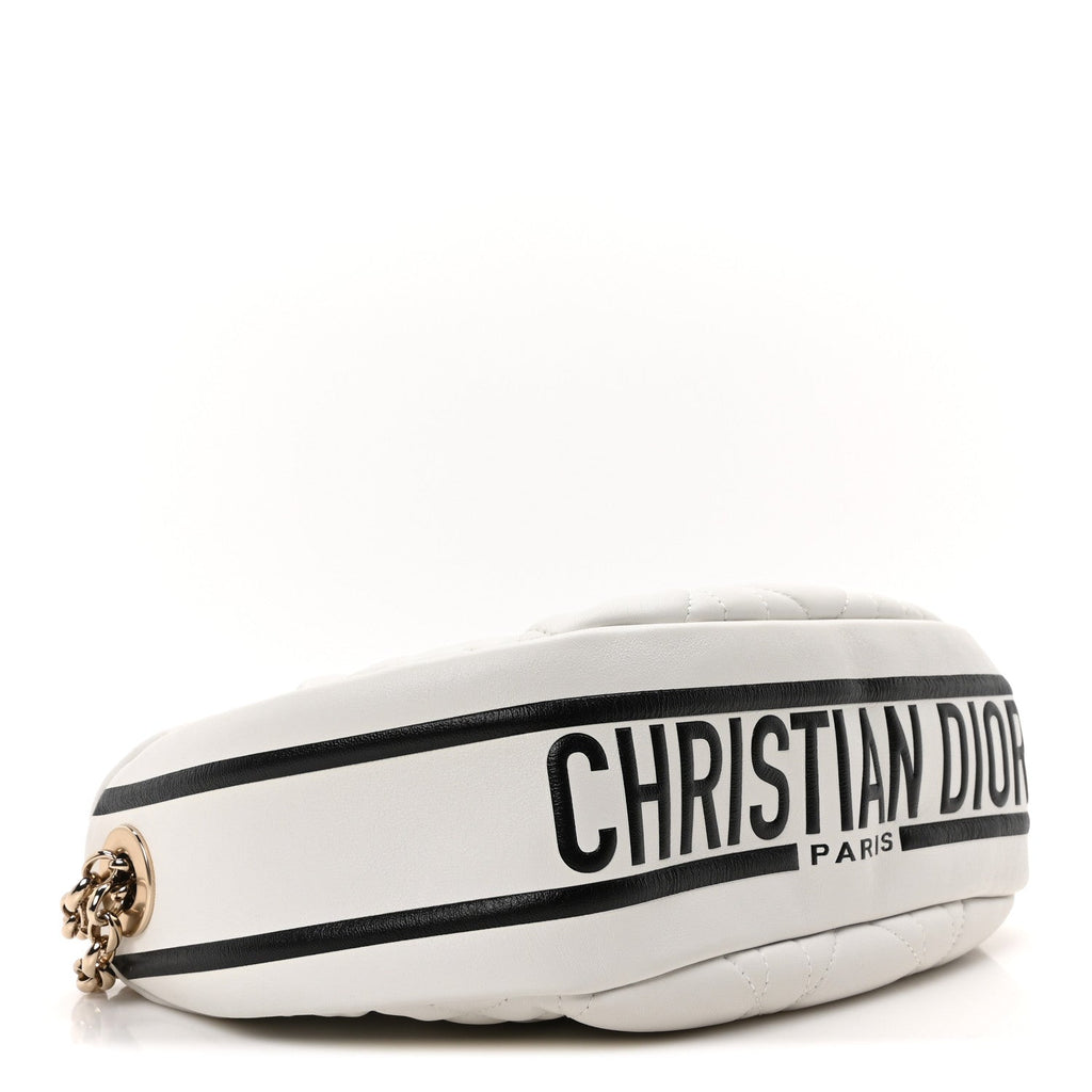 Lambskin Cannage Medium Dior Vibe Hobo Bag White