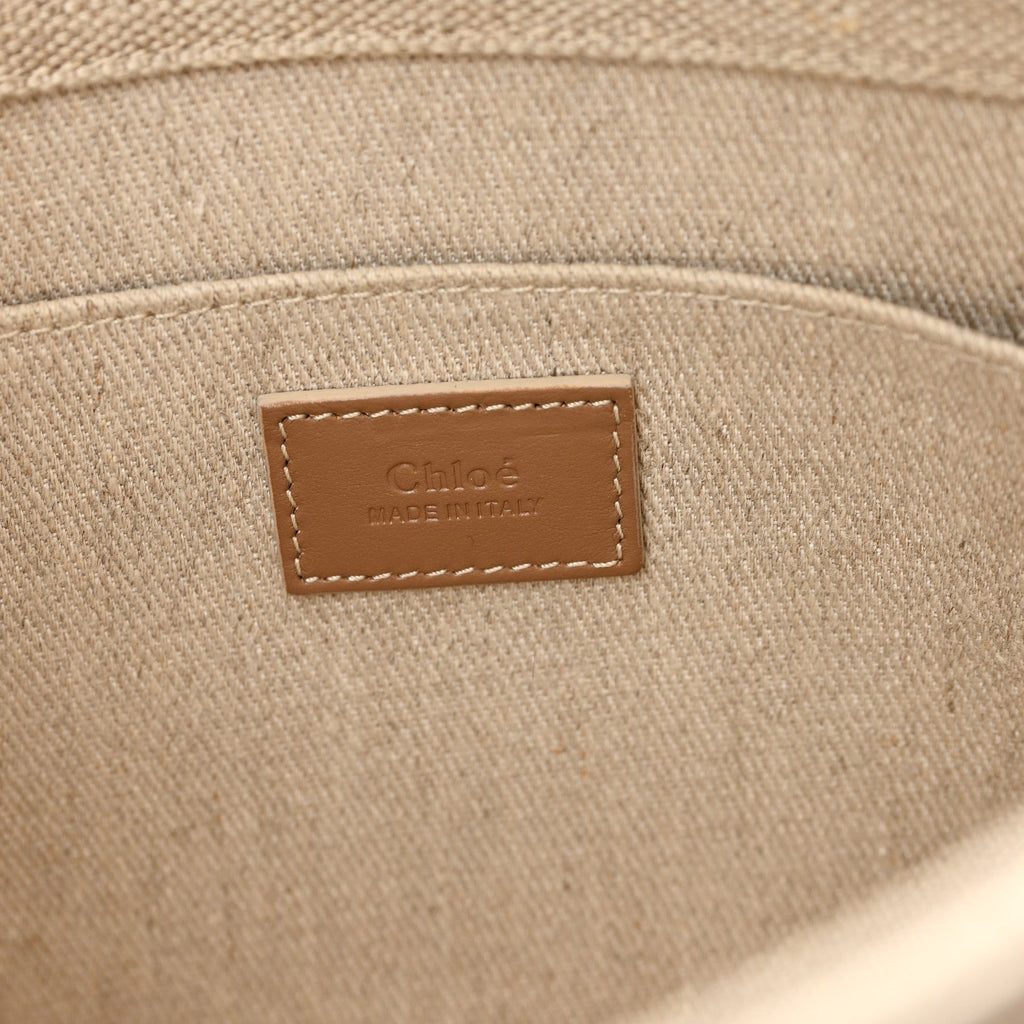 Linen Calfskin Medium Woody Ribbon Tote Blushy Beige