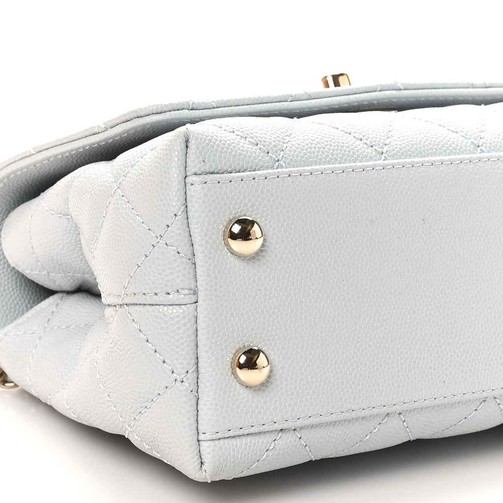 Caviar Quilted Extra Mini Coco Handle Flap Light Blue