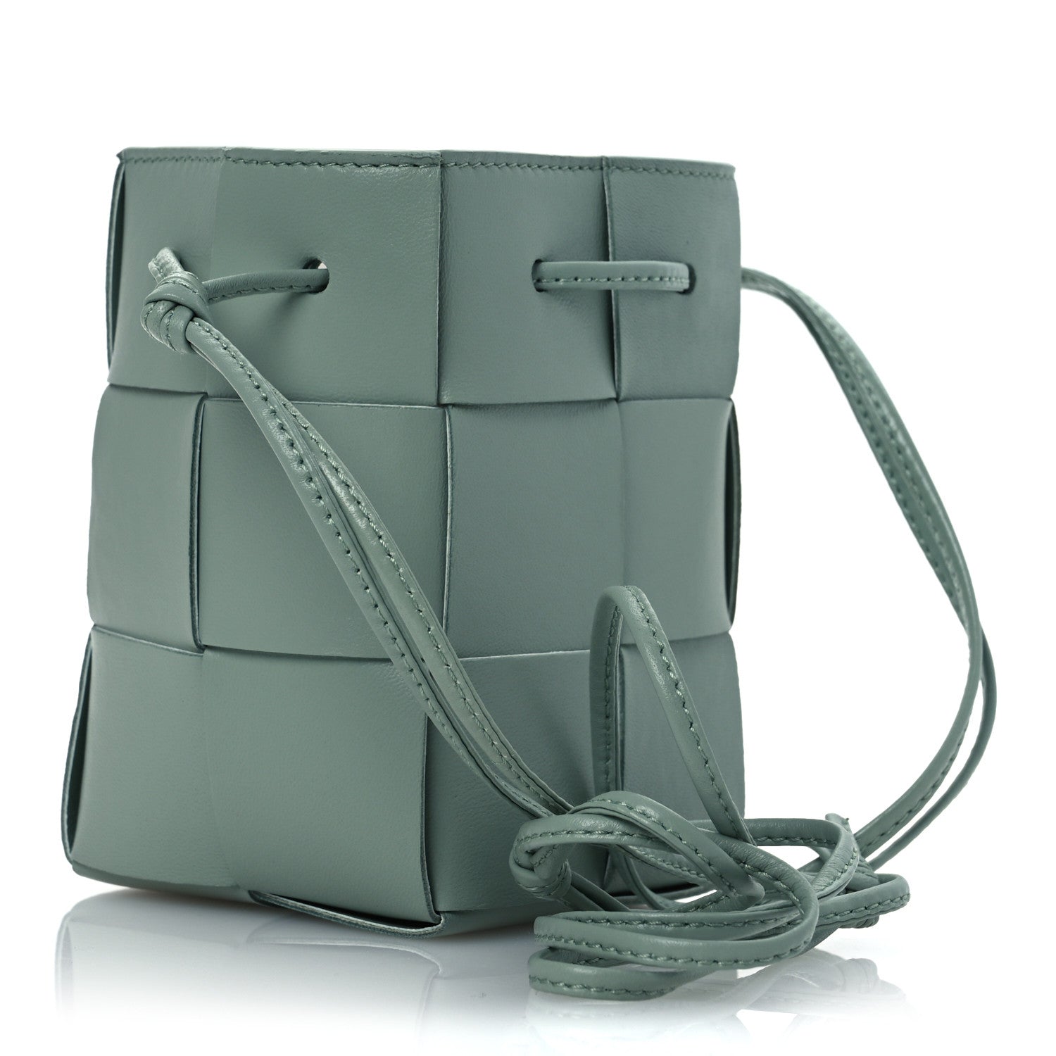 Nappa Maxi Intrecciato Mini Cassette Bucket Bag New Sauge