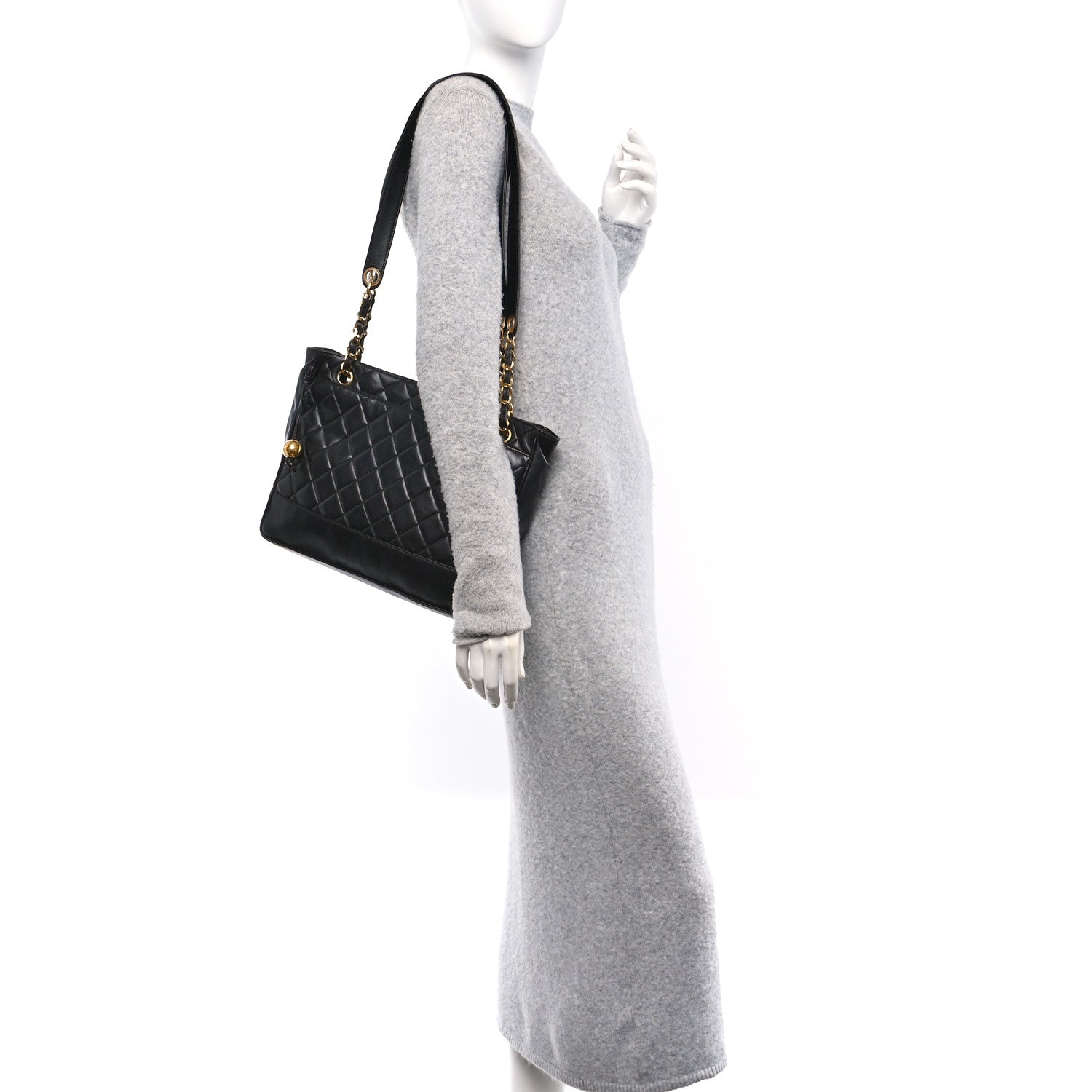 Lambskin Quilted Shoulder Bag Black