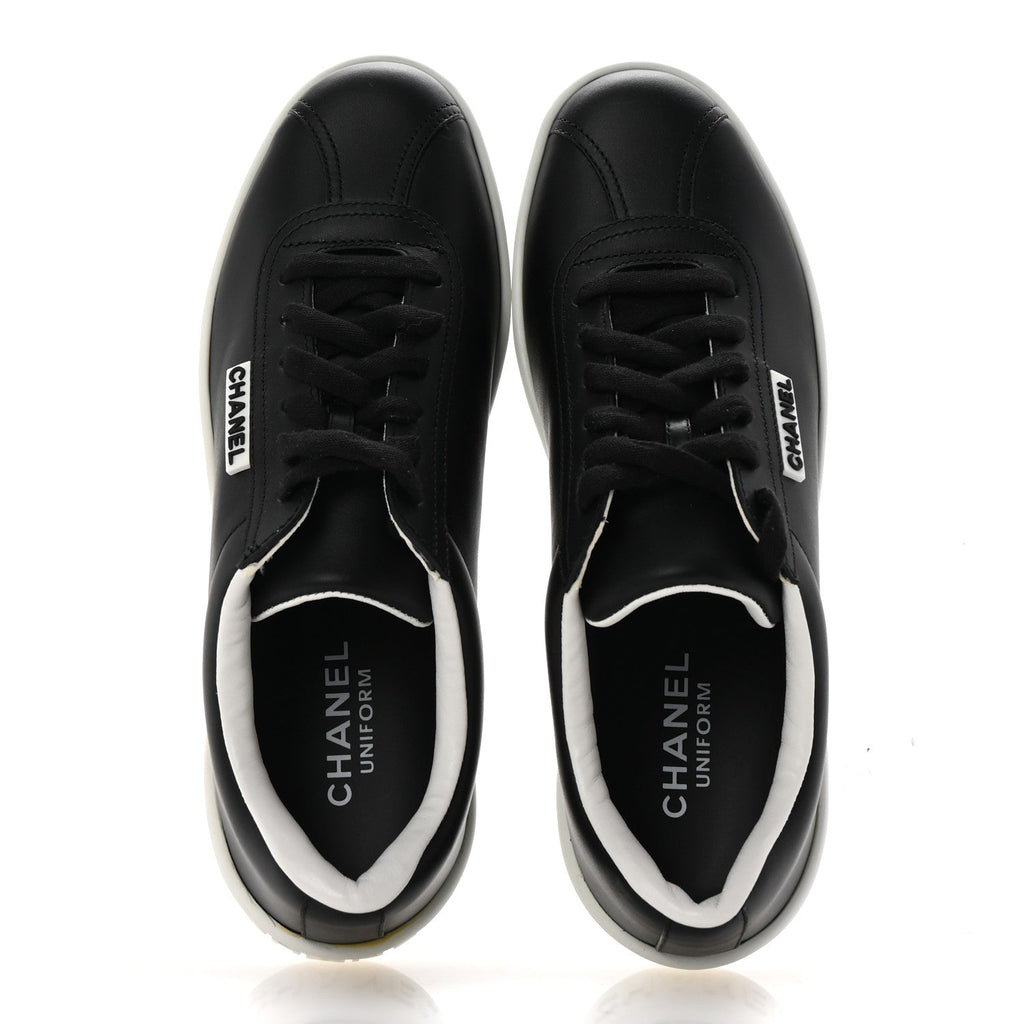 Calfskin CC Womens Sneakers 37.5 Black