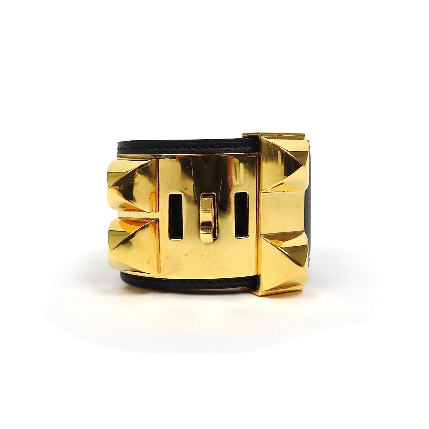 Hermes Collier de Chien Cuff Bracelet in Black