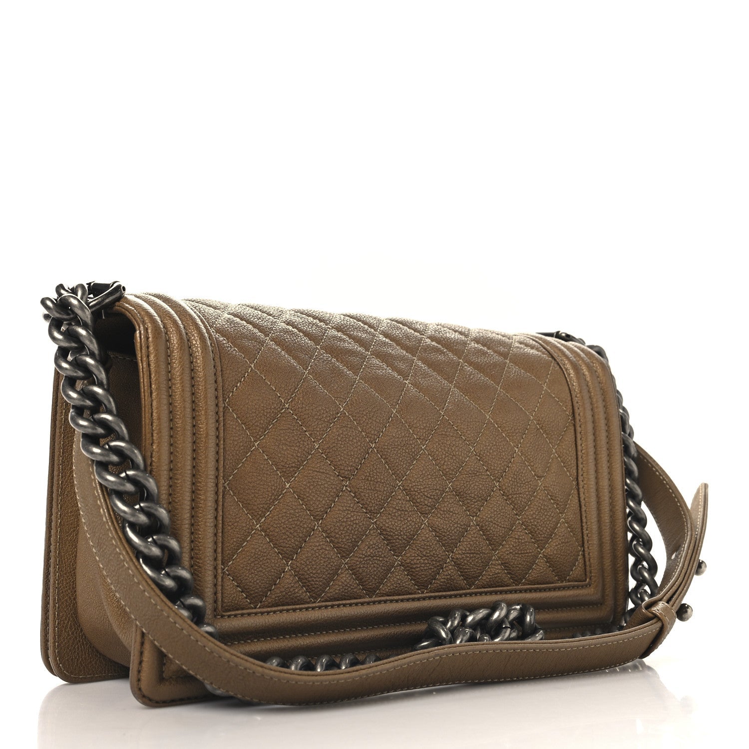 Caviar Quilted Medium Boy Flap Dark Gold