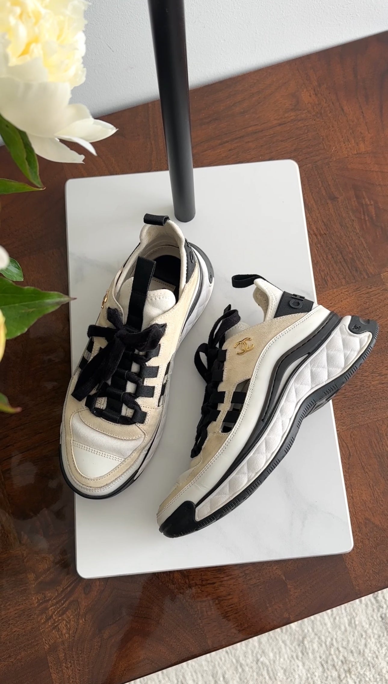 Chanel Interlocking CC Suede Logo Sneakers - 36