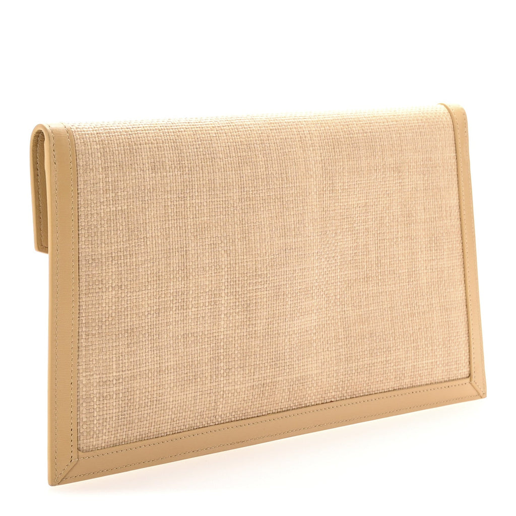 Micro Raffia Uptown Pouch Natural Hay Blush