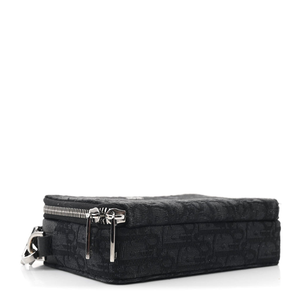Oblique Zipped With Strap Pouch Black