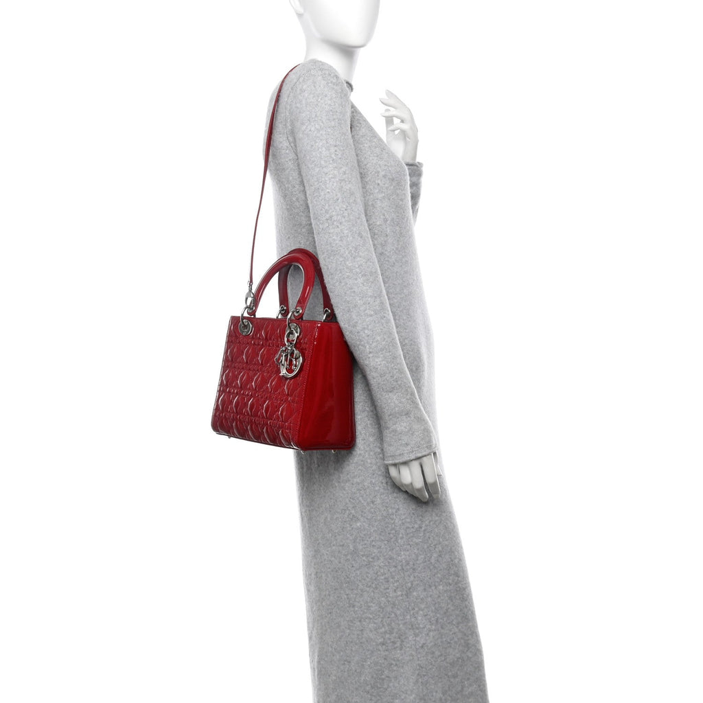 Patent Cannage Medium Lady Dior Burgundy Red