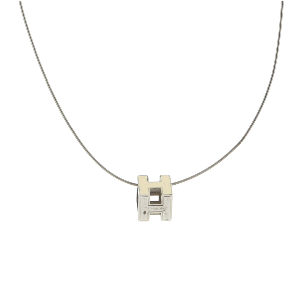 Pop H Cube Pendant Necklace Metal with Enamel